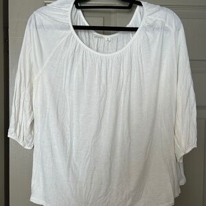 Gap 3/4 sleeve white peasant top